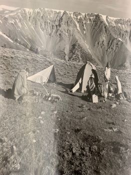 historical picture of Richard Sill's camp set up