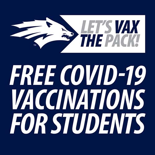 Let's Vax the Pack. Free COVID-19 vaccinations for students.