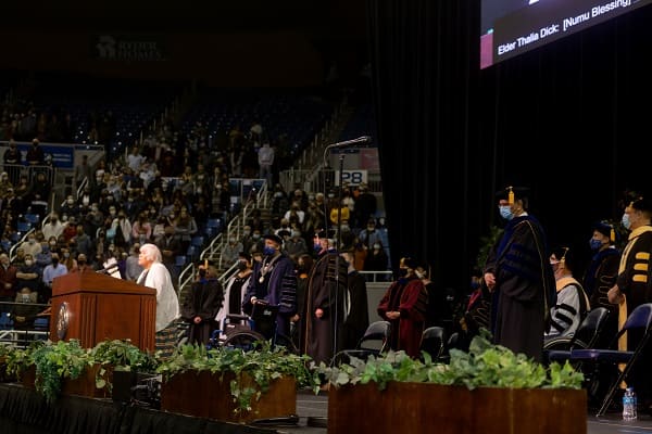 The stage at winter commencement
