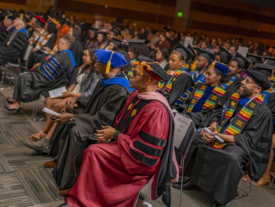 Faculty and graduates at the 2019 African Diaspora Graduate Celebration