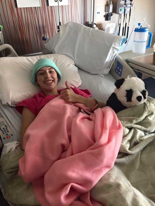Haley Carroll in the hospital at UCSF