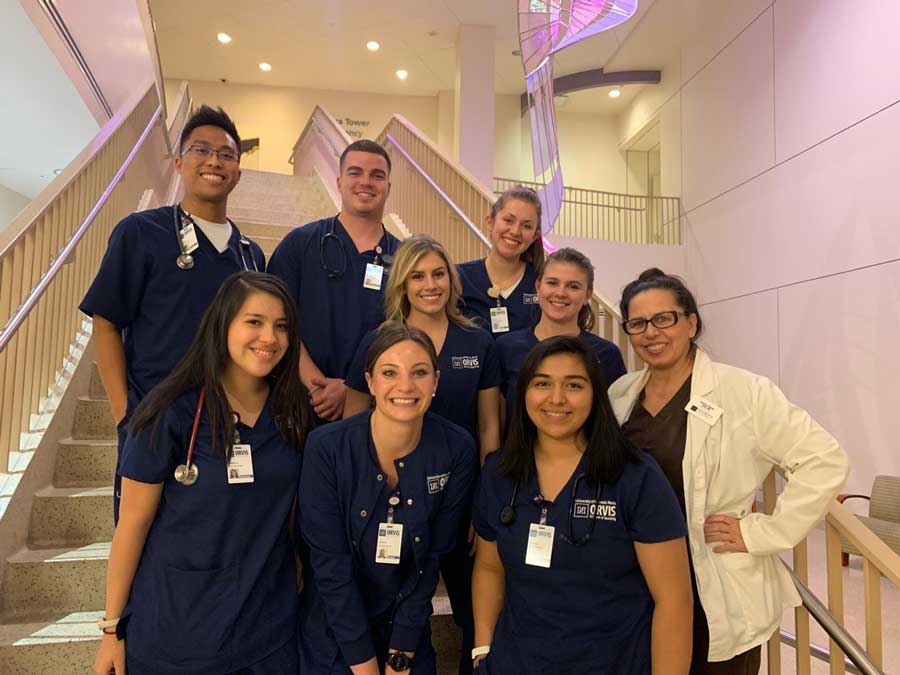 Haley Carroll and fellow nursing students at Renown hospital