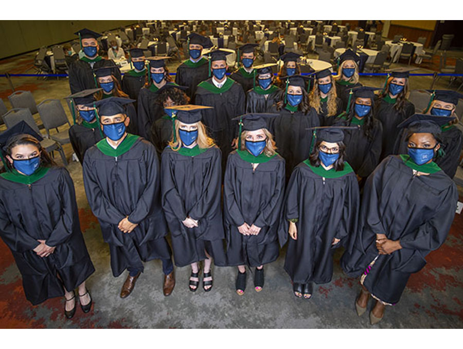 A group photo of the Class of 2021 PA Studies Program graduates.