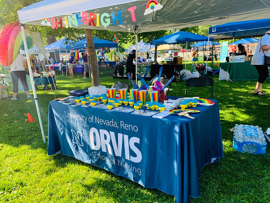 Orvis School of Nursing booth at Northern Nevada Pride festival
