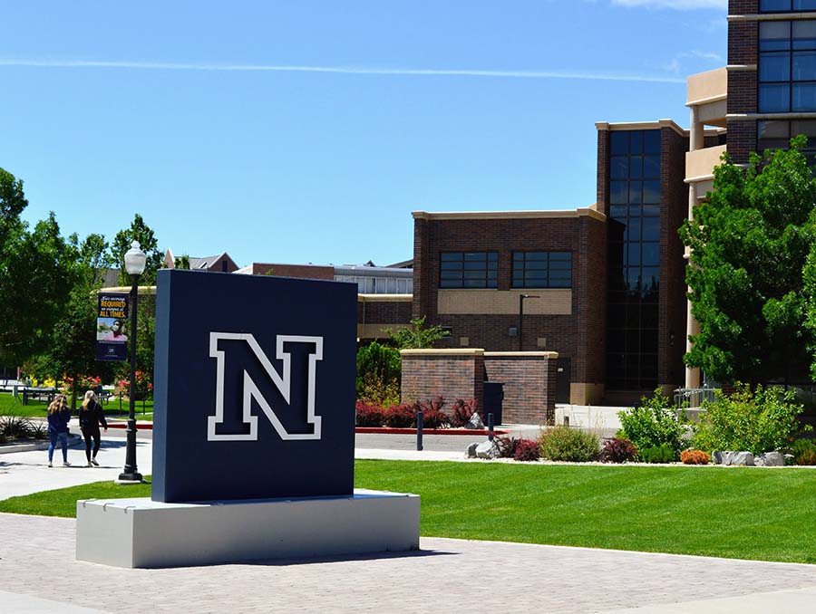 The Block N statue on the University of Nevada, Reno campus.