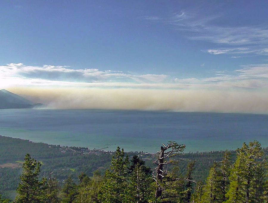 wildfire smoke on lake tahoe