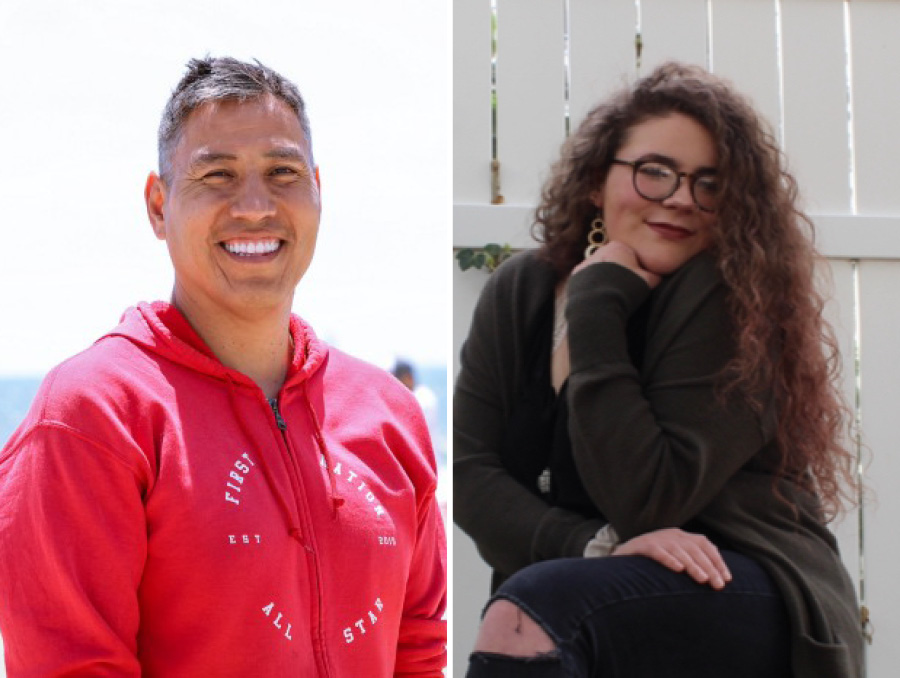 A photo collage with Dr. Myrton Running Wolf on the left and Vanessa Ribeiro on the right.