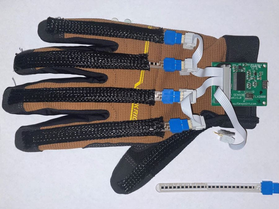 Hand-gesture glove is outfitted with electronics