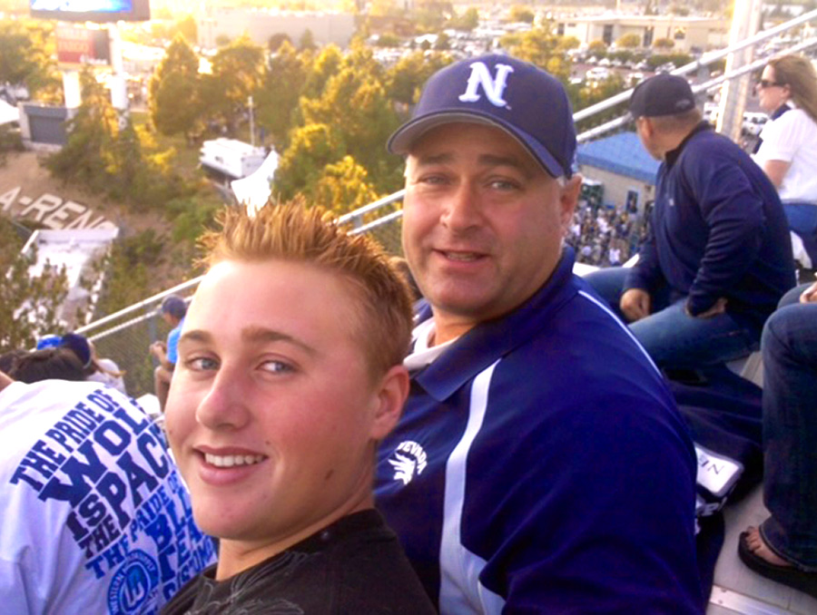 Chris and Dave crowther at a football game