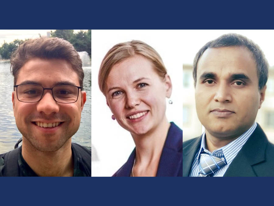 Ege Can, Olga Shapoval and Mobarak Hossain (from left to right), three PhD students within the College of Business Department of Economics. 