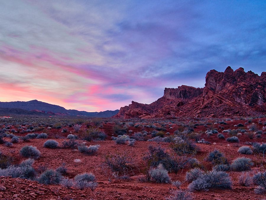 Nevada desert at sunset.