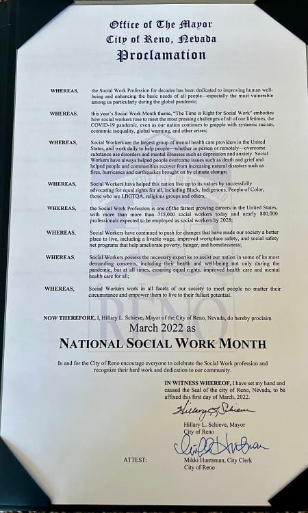 Mayor Schieve presented the School of Social Work this Proclamation in recognition of social work leaders and the profession. 