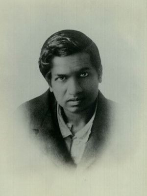 Ramanujan's passport photo is in black and white.