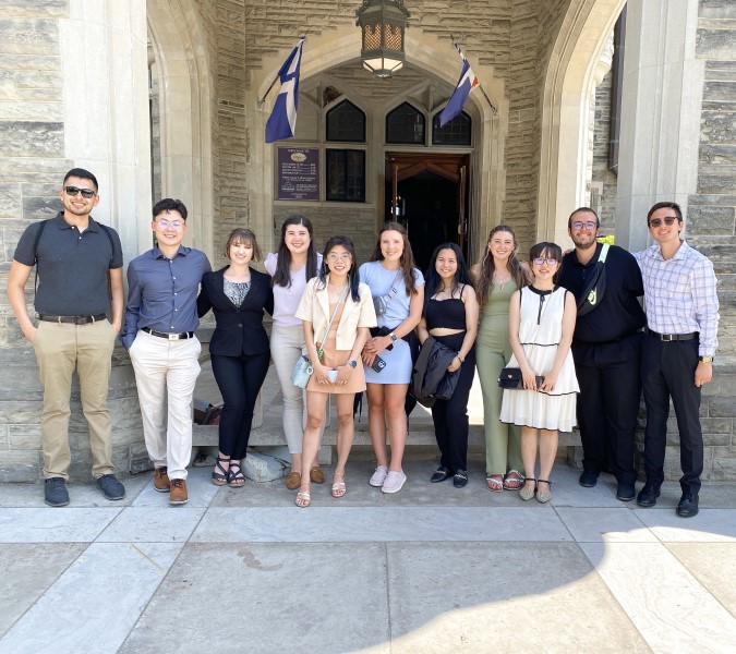 Nevada Global Business students stand in a group in front of the Casa Loma in Toronto, Canada.