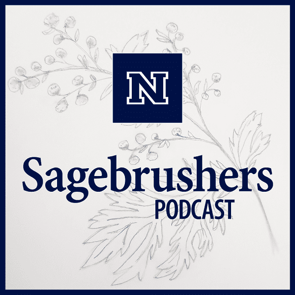 Sagebrushers podcast identifier with a sketch of a sagebrush in the background