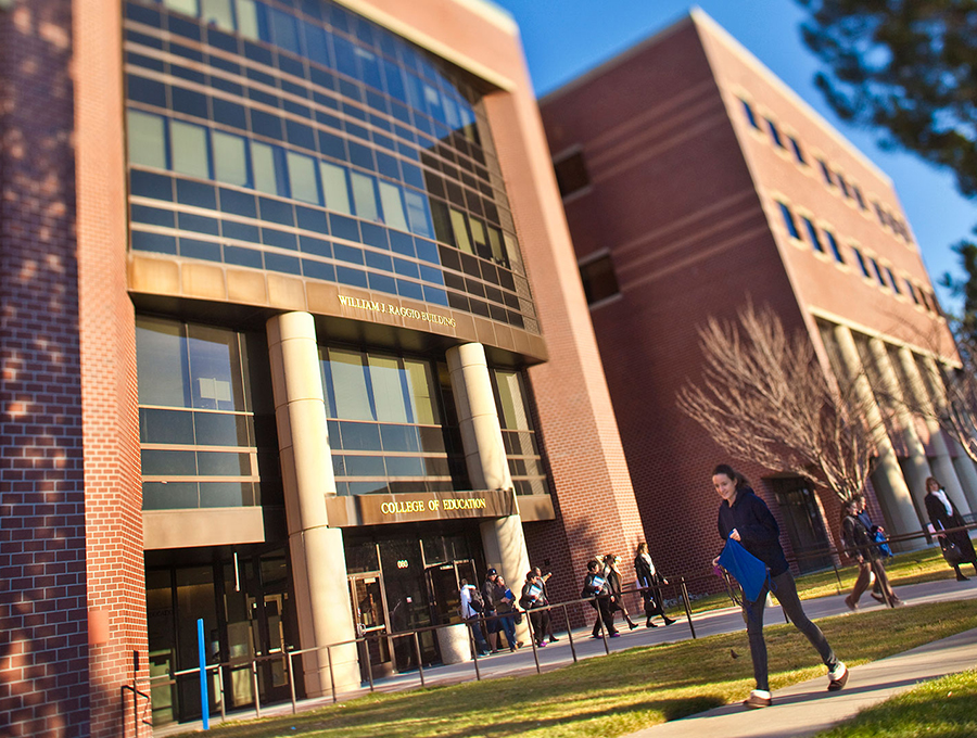 The William J Raggio Education building standing tall on the University of Nevada, Reno, campus.