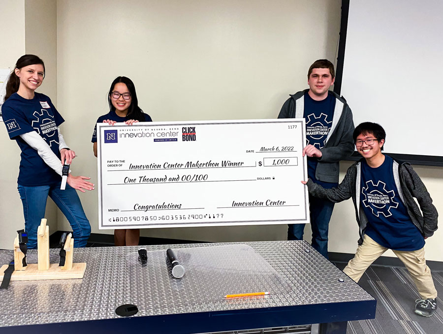 University engineering students Jennifer Clayton, Jacob Hunter, Lloyd Gonzales and Morgan Young