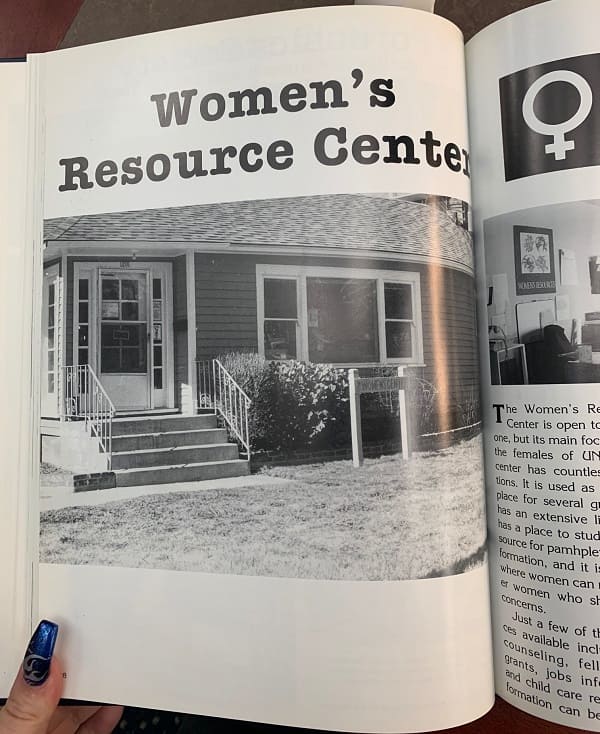 A feature on the Women's Resource Center in a black and white magazine