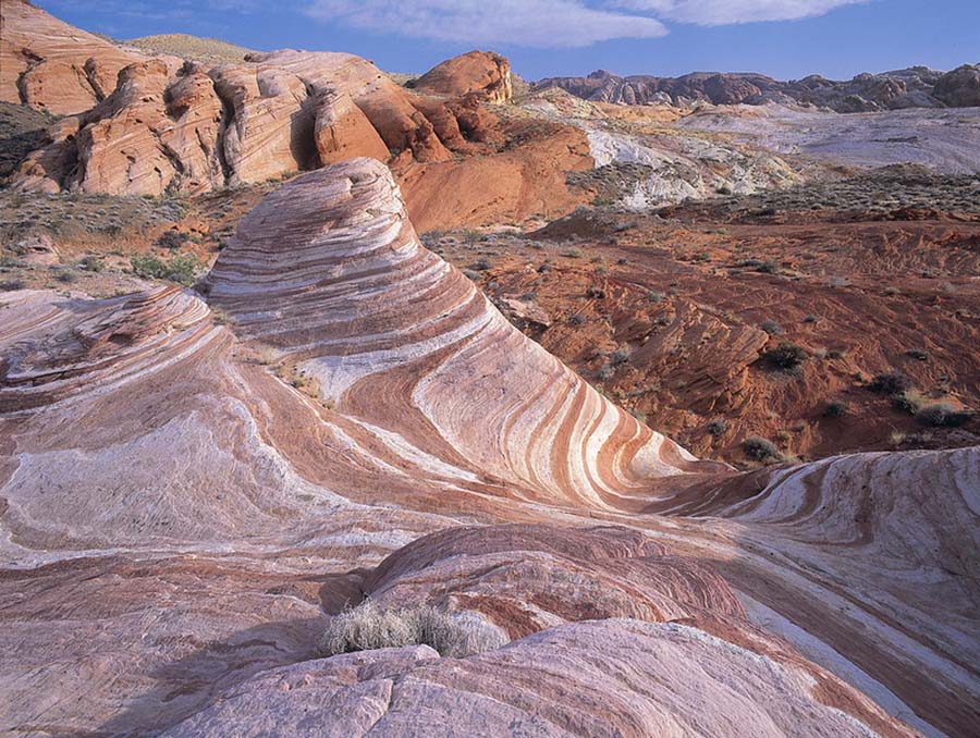 Mountains and valleys in Nevada's Valley of Fire state park.