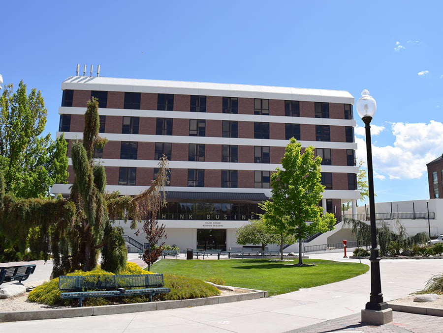 The Ansari Business Building on the University of Nevada, Reno campus.