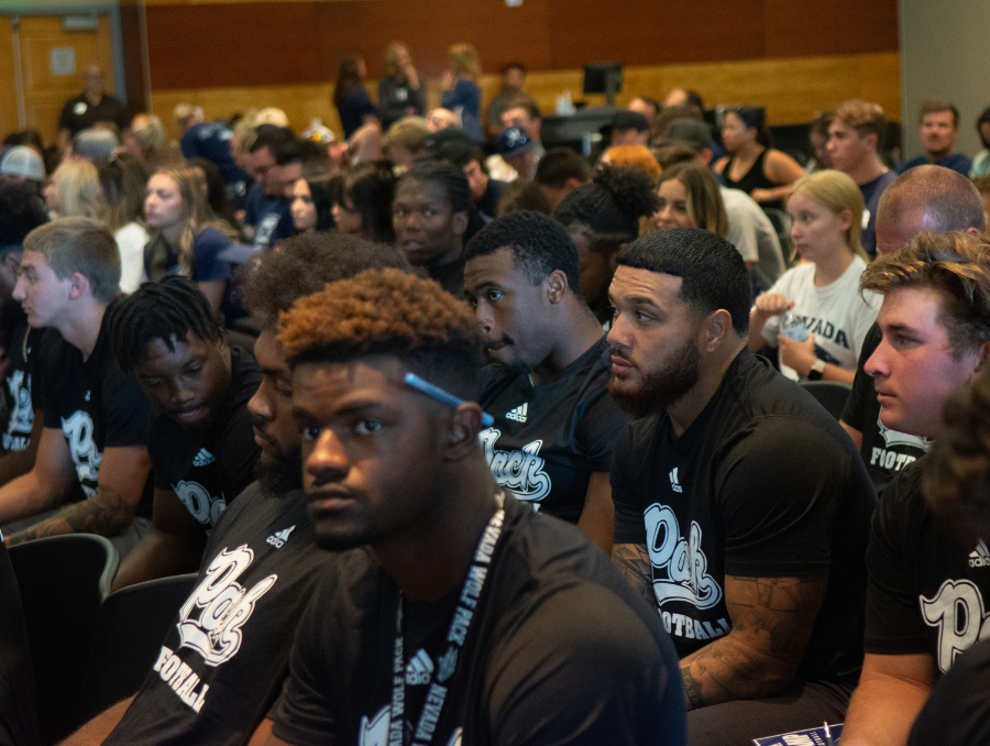 Student-athletes taking part in mental health training.