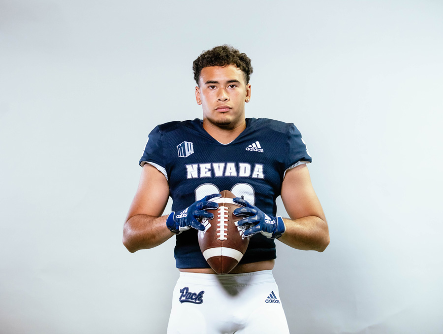 Micah Lillo, redshirt sophomore linebacker for the Wolf Pack football team.