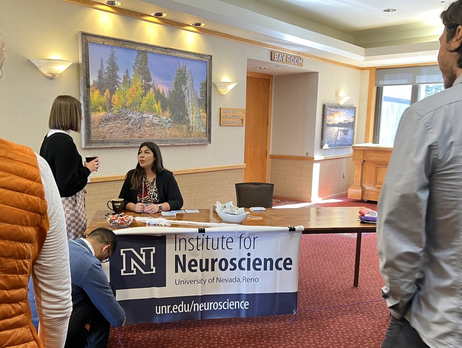 Institute for Neuroscience Research Retreat check-in table at Granlibakken Resort