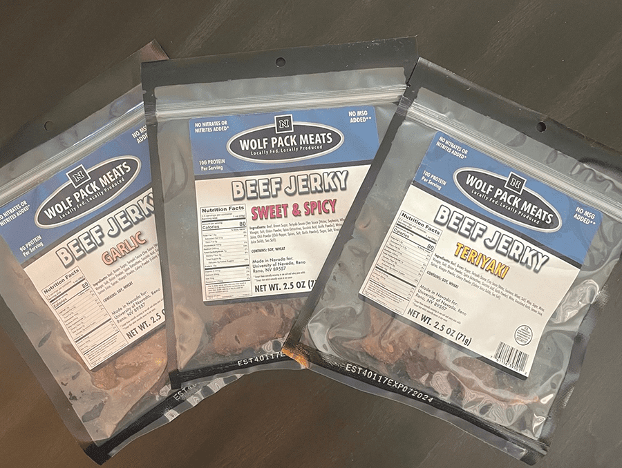 Three packets of fresh jerky.