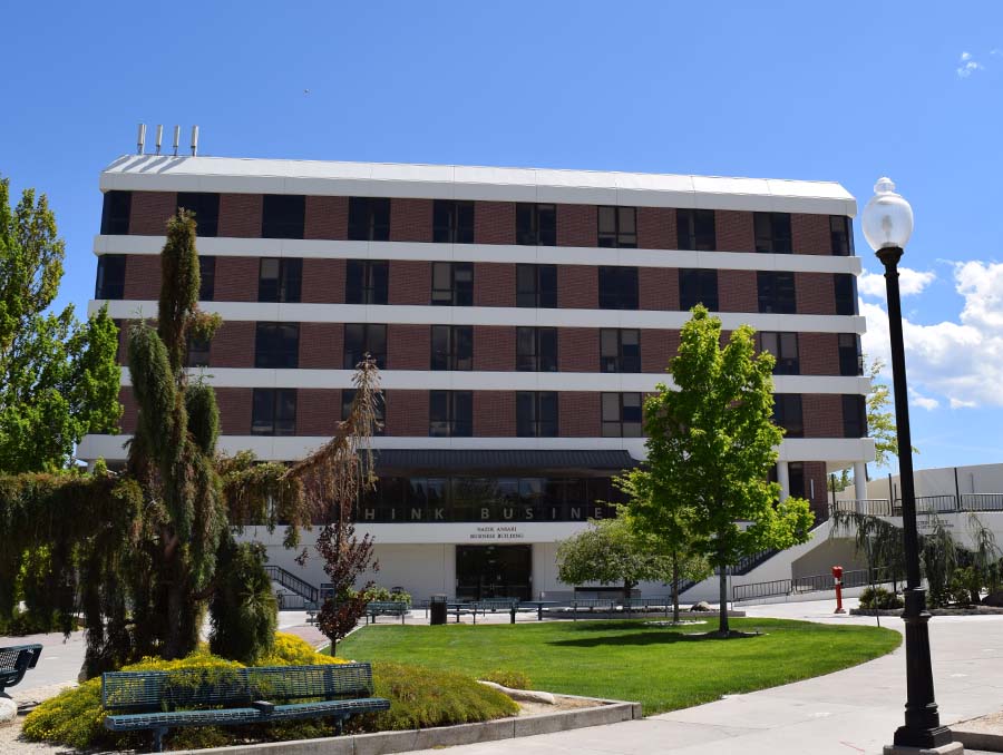 The Ansari business building on the University of Nevada, Reno campus