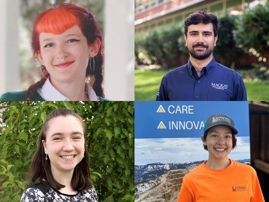 Four photos of students: at the top left, Alexia Carver, at the top right, Kamal Mousavi, at the bottom left, Trisha McLaughlin and at the bottom right, Ash Thompson.