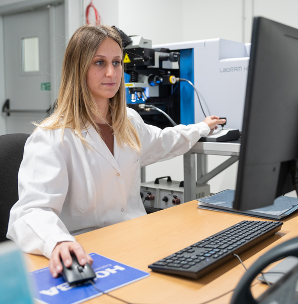 Veronica Nava works with research equipment