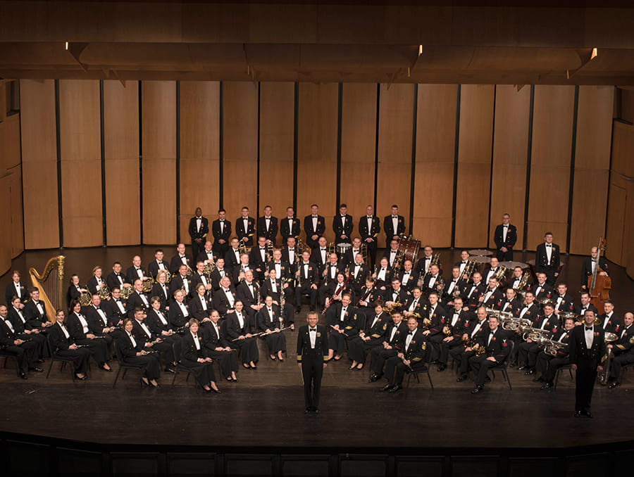 The U.S. Navy Concert Band on stage.