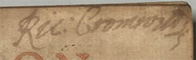 Close-up image of name in old-fashioned handwriting reading “Ric: Cromwell.”