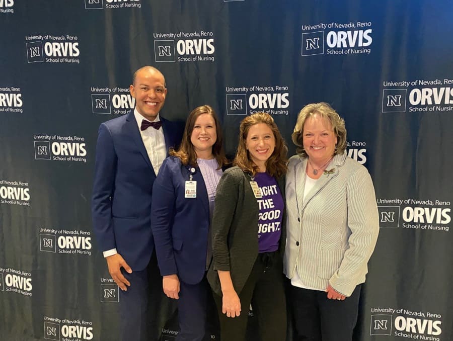 Cameron G. Duncan, Interim Dean of the Orvis School of Nursing, Melodie Osborn, Chief Nurse Executive at Renown Health, Erin VanKirk, Director of Professional Practice & Clinical Education at Renown and Kimberly Baxter, Associate Dean of Undergraduate Programs at Orvis School of Nursing