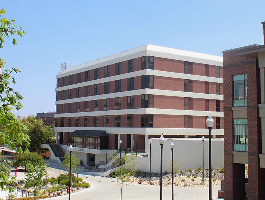 Ansari business building on a sunny day with a clear, blue sky