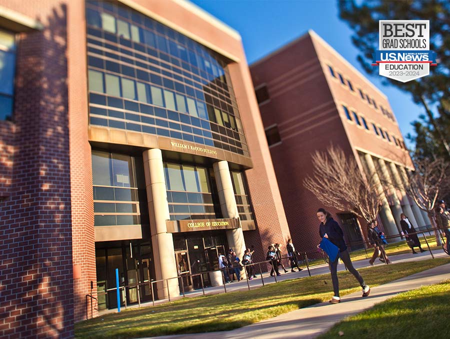 Raggio building exterior with Best Graduate School Education badge in the upper right hand corner of the image.