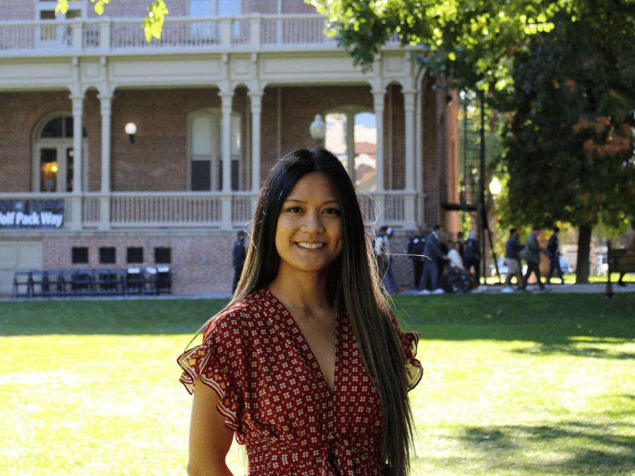 Shena Pena on the quad.