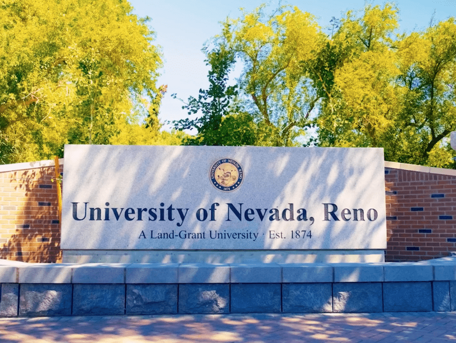 The University of Nevada, Reno monument street sign