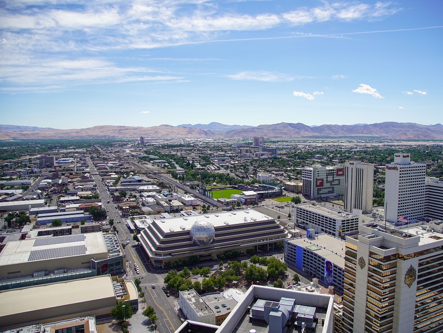 Aerial view of downtown Reno, Nevada