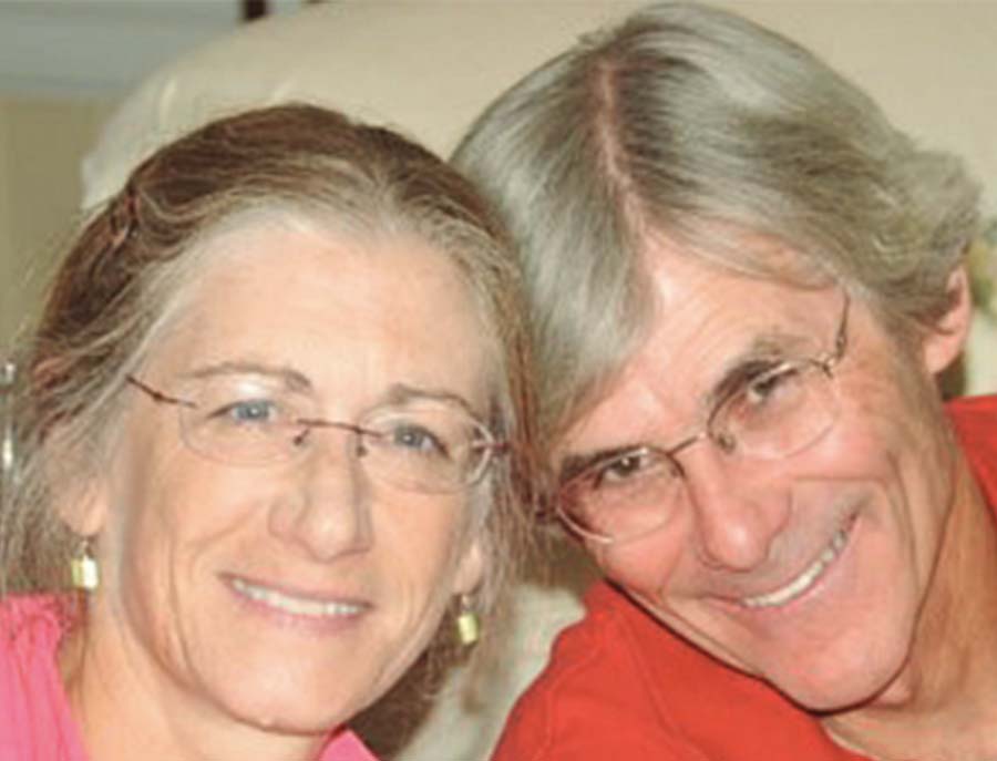 Gregory Hayes and his survived wife Joan Wright smiling together. 