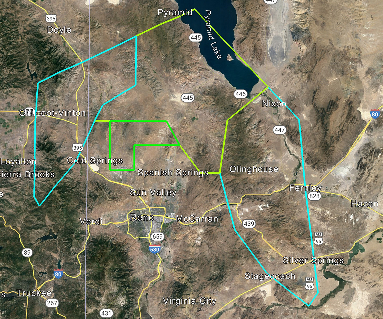 Certificate of Waiver or Authorization Operating Area Map.