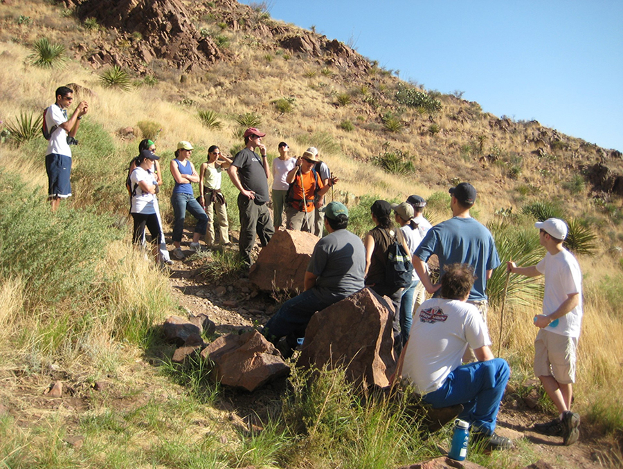Islas teaching a students out in the mountains near the UNR Med campus.
