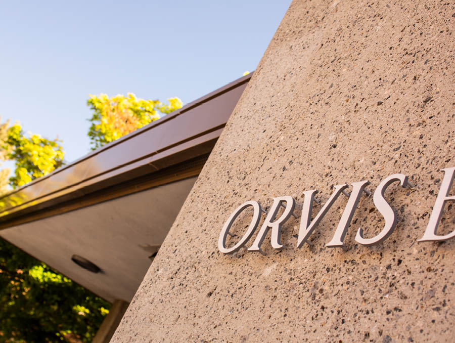 Exterior wall of the Orvis School of Nursing.