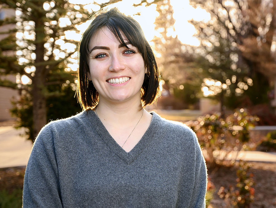 Skotti Torrence poses for a photo on the University of Nevada, Reno School of Medicine campus.