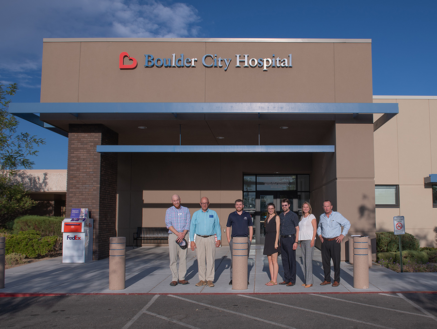 Members of Project ECHO and the Office of Statewide Initiatives standing in front of a hospital in Boulder City, Nevada.
