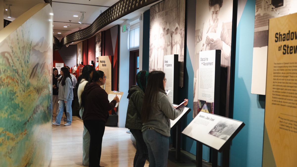 Students inside a museum