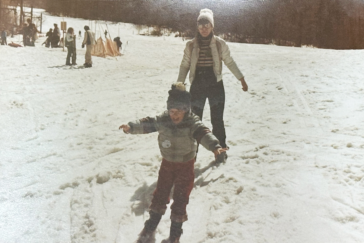 Brennan Lagasse on skis as a child