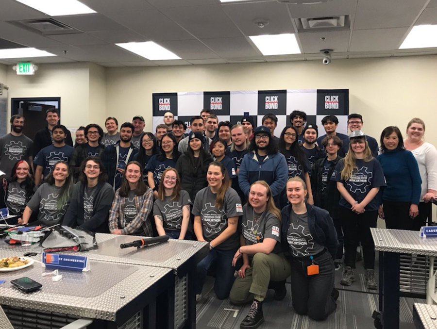 Participants of the 2023 Makerthon pose for a group photo in the University of Nevada, Reno Innevation Center.
