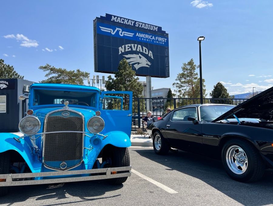 Classic cars at Mackay Stadium.