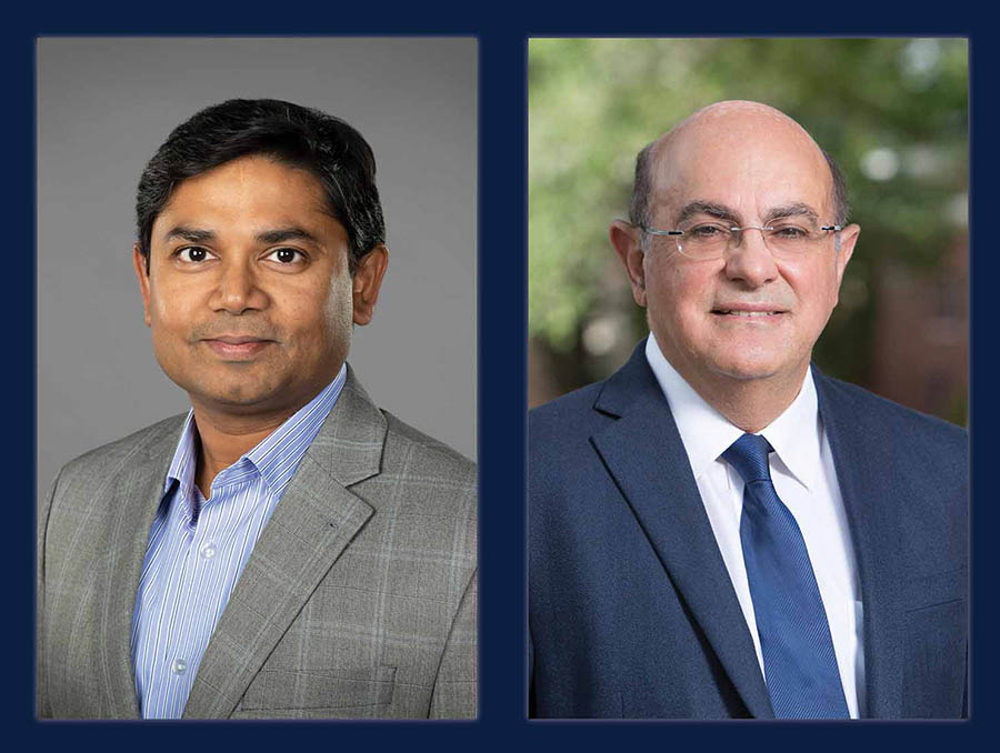 Photo collage with head shot of Shamik Sengupta and Bahram Parvin.